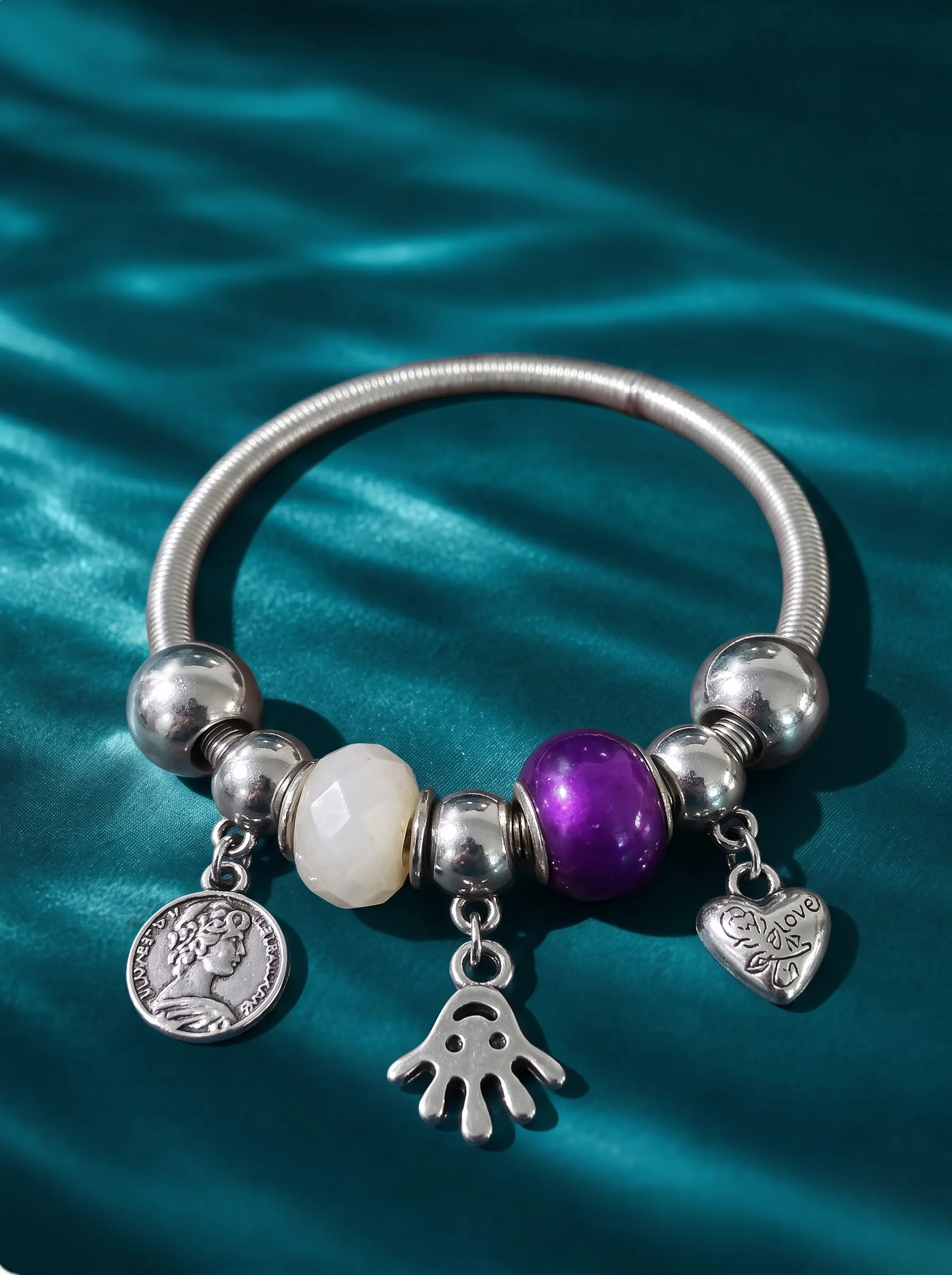 Vintage Silver Plated Charm Bracelet - Image 4