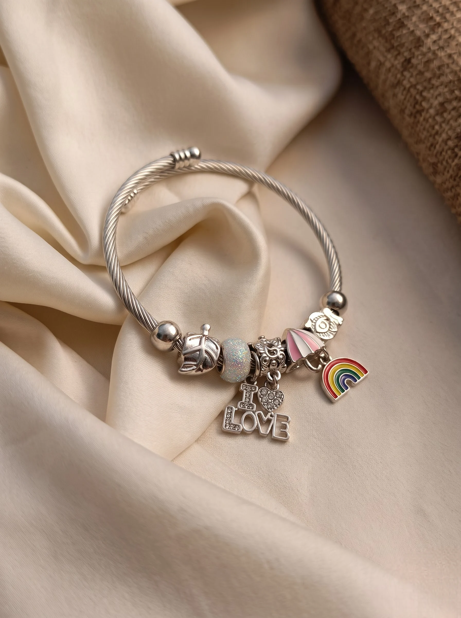 Premium Silver Plated Charm Bracelet