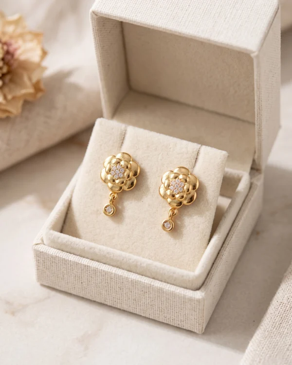 Gold Plated Floral Drop Earrings