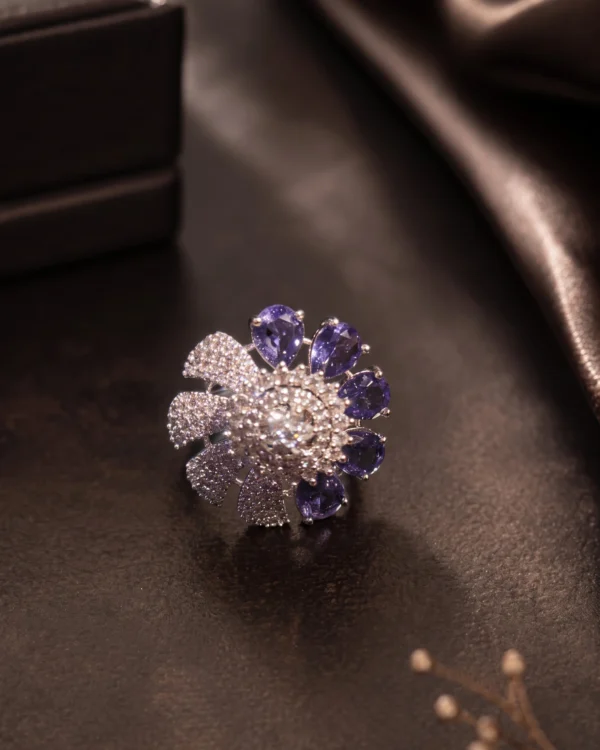American Diamond Floral Cocktail Ring
