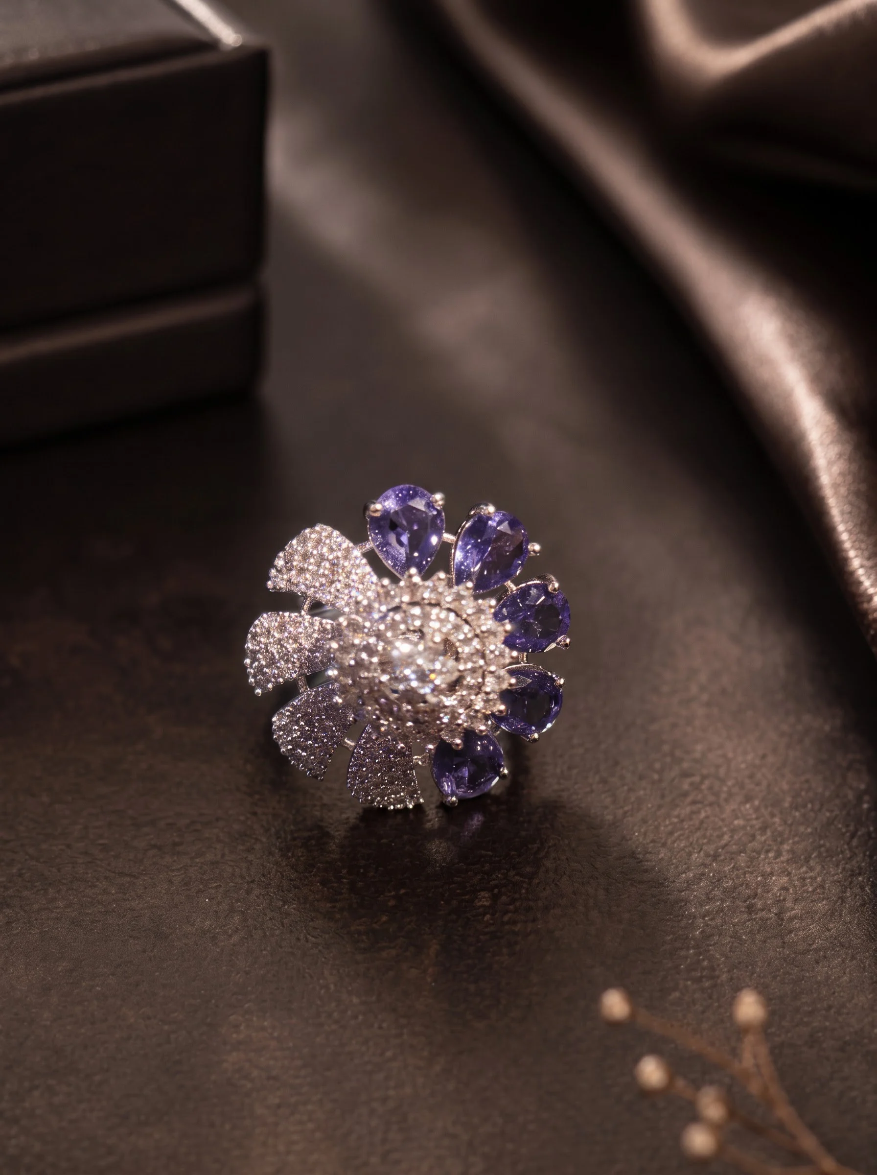 American Diamond Floral Cocktail Ring