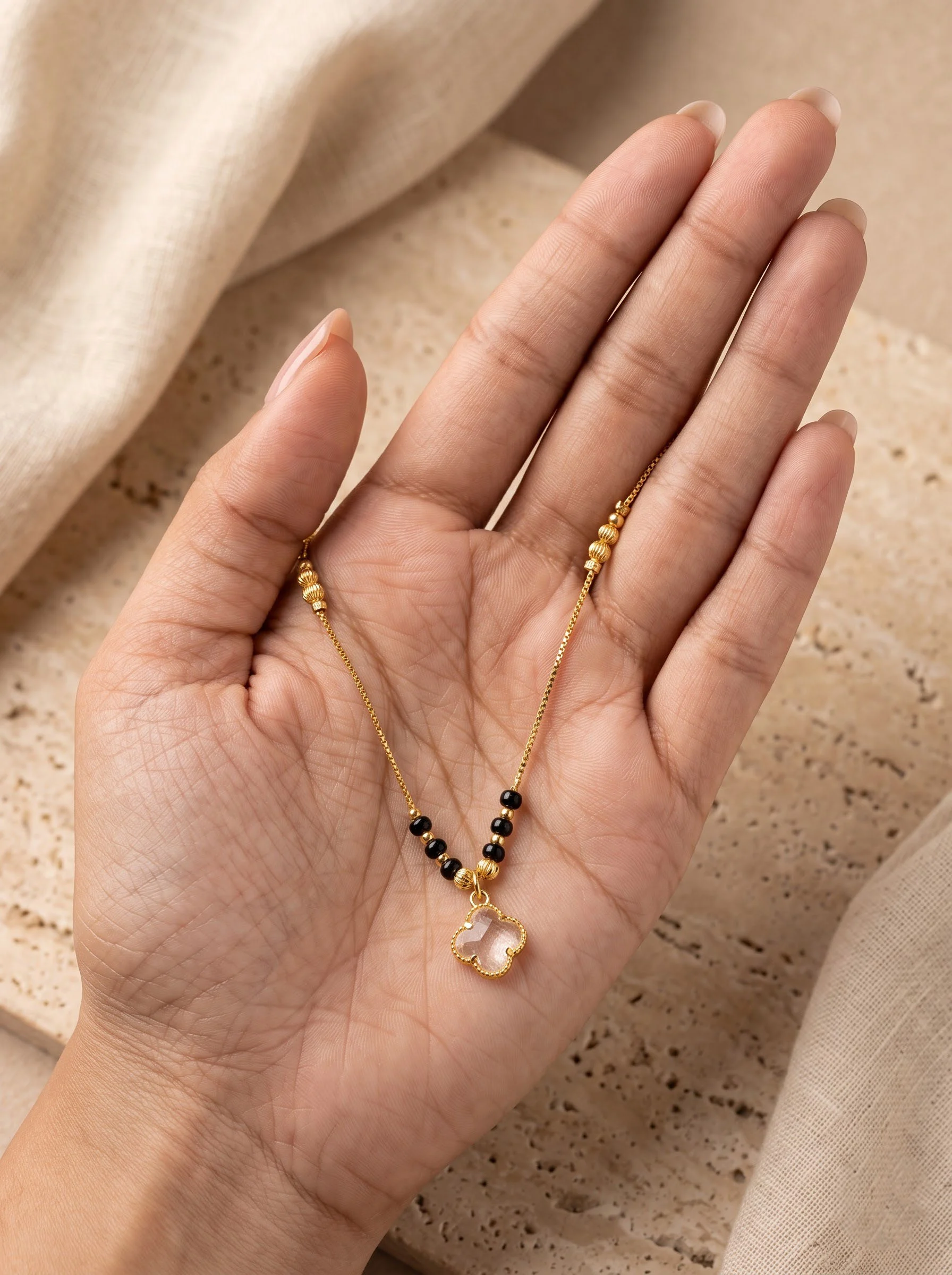 Clear Crystal Clover Necklace - Image 3