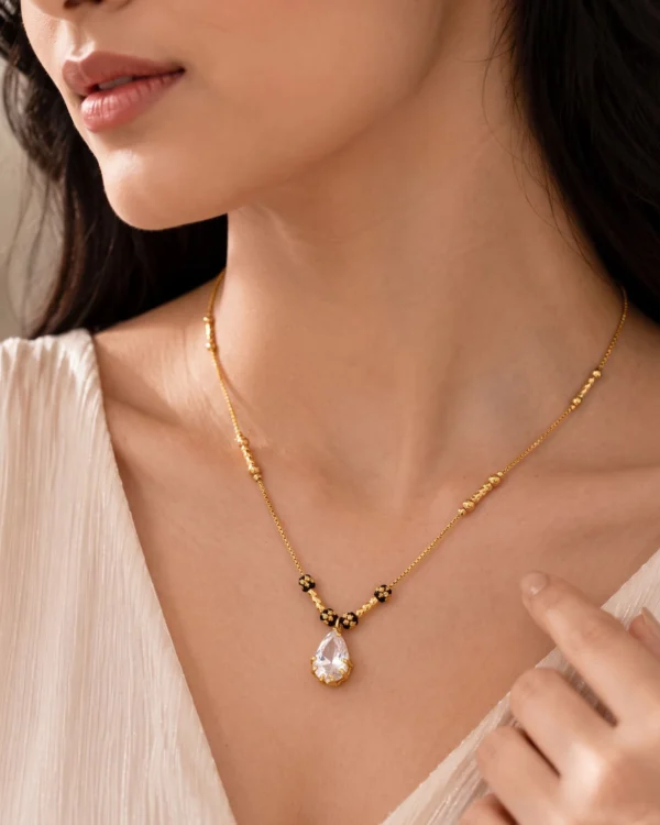 Clear Crystal Gold Necklace