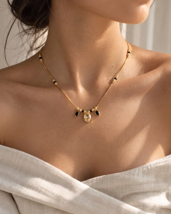 Gold Oval Charm Necklace