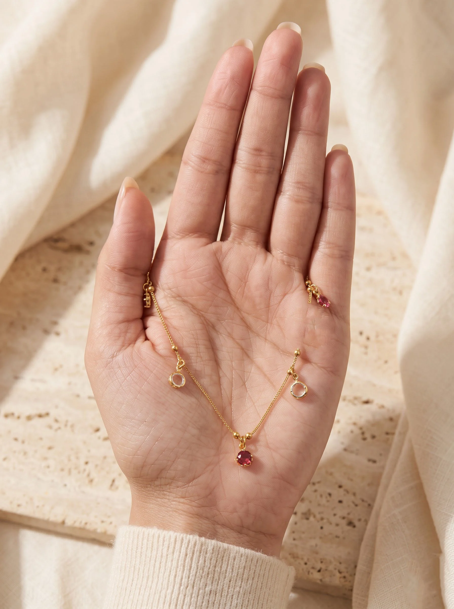 Multi Crystal Gold Necklace - Image 4