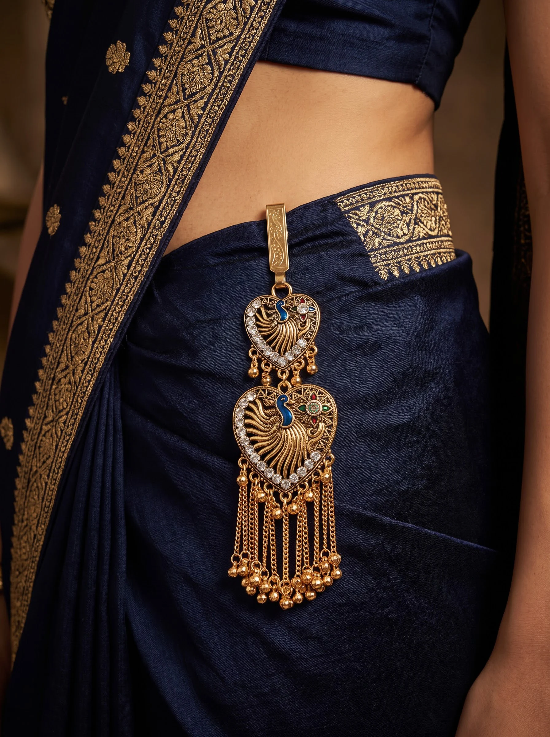 Heart-Shape Peacock Saree Challa - Image 4