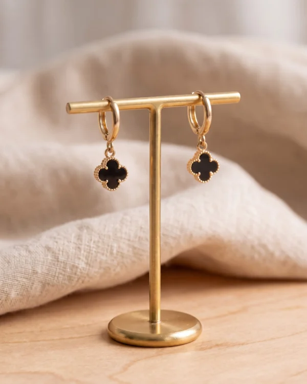 Black Clover Gold Hoop Earrings