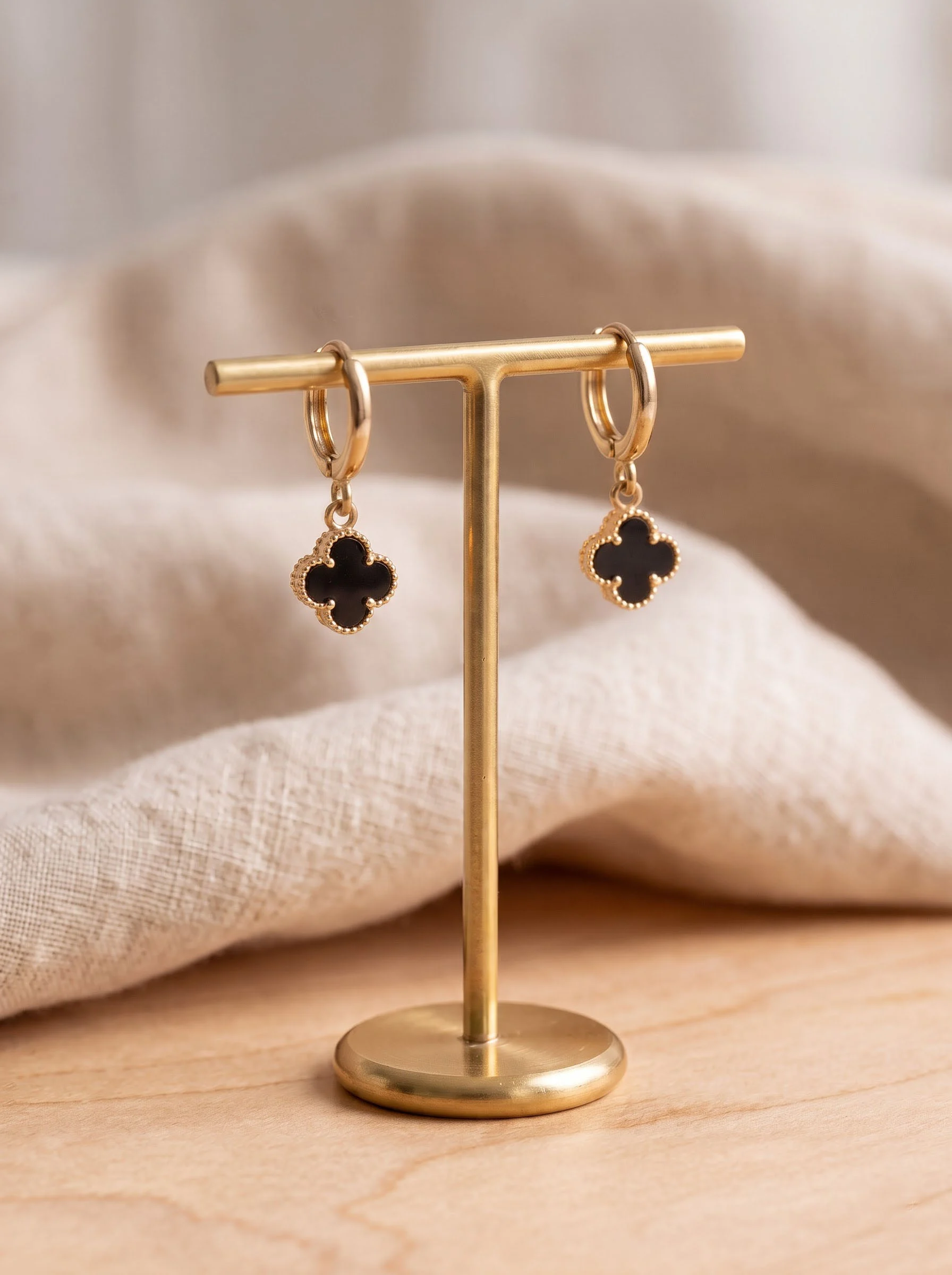 Black Clover Gold Hoop Earrings