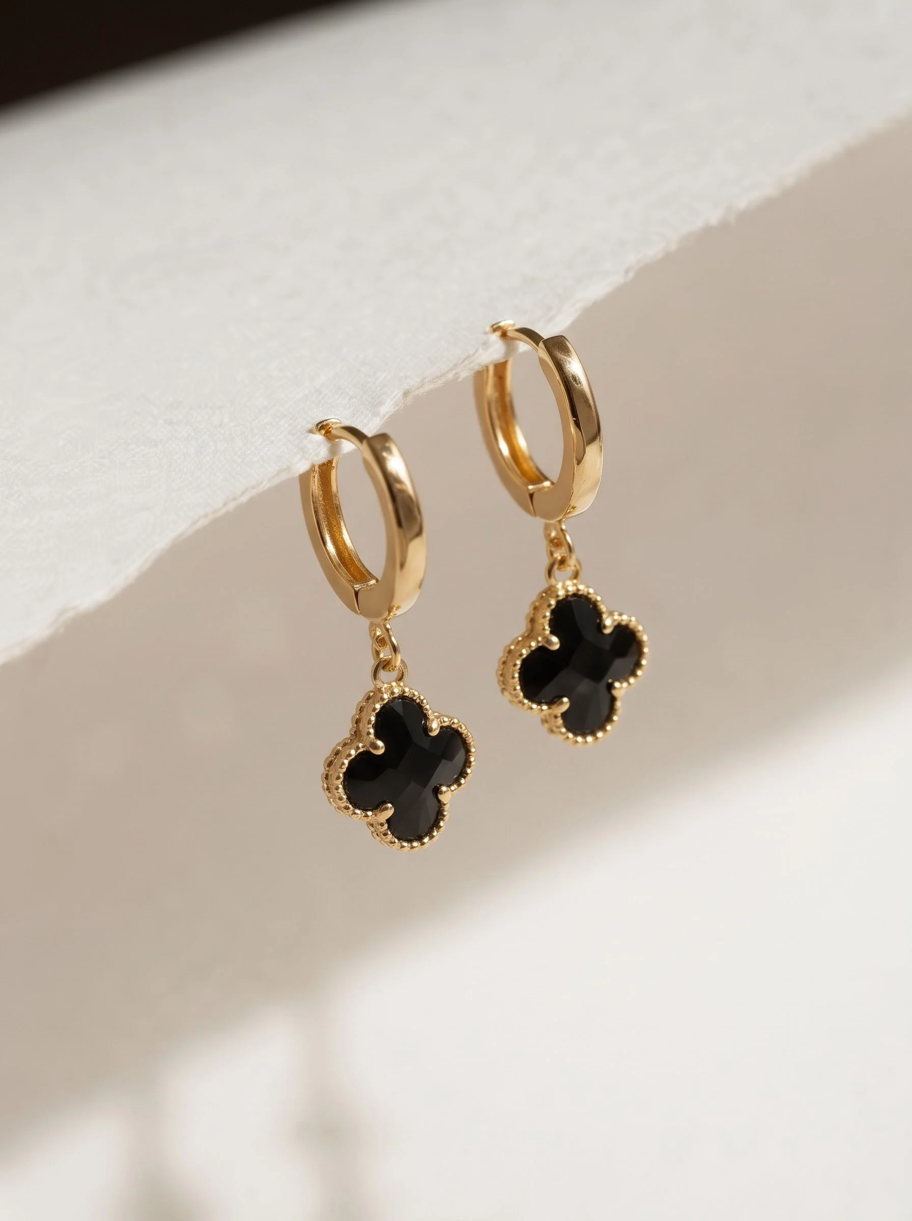 Black Clover Gold Hoop Earrings - Image 3