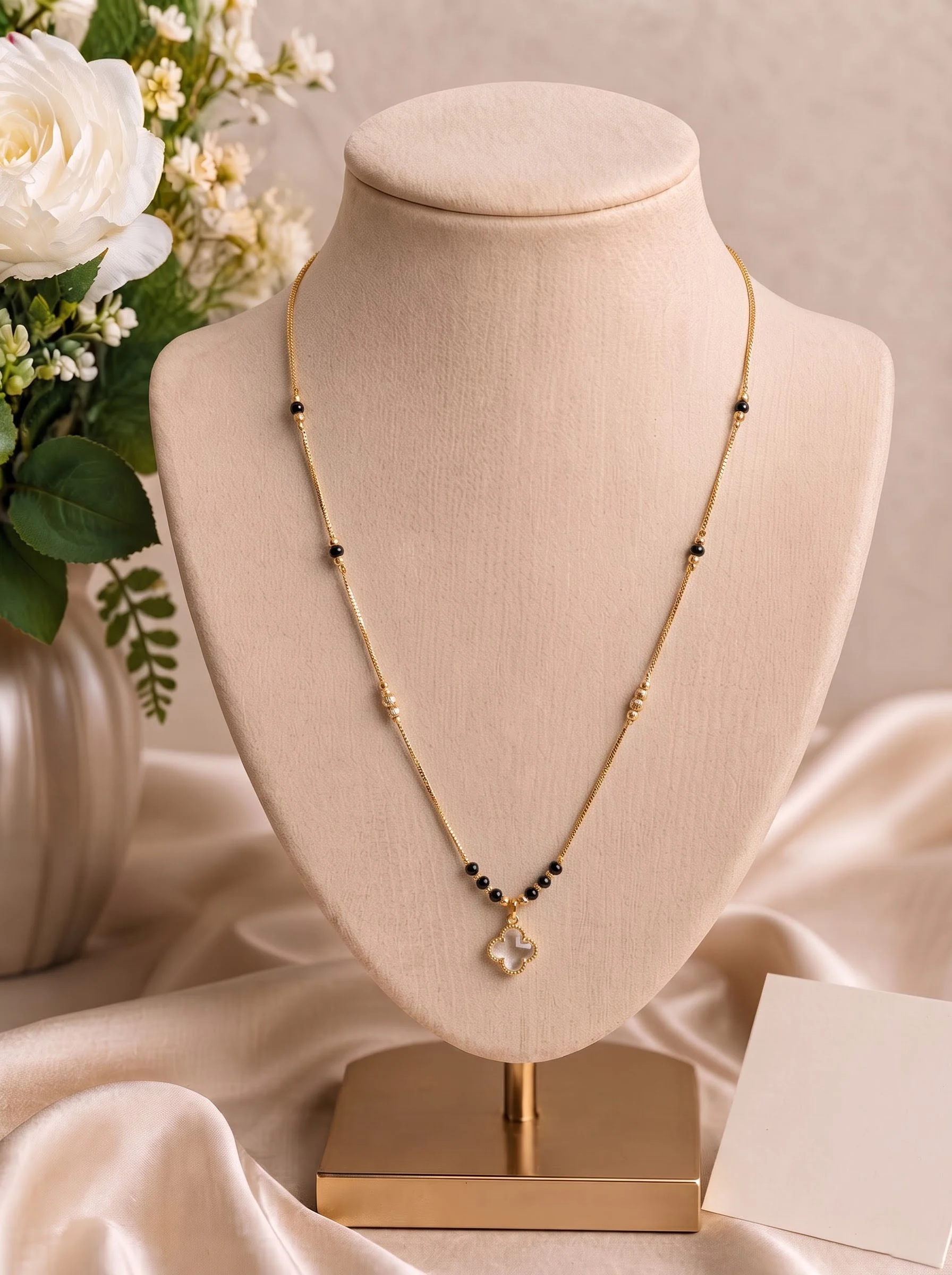 Clear Crystal Clover Necklace - Image 4