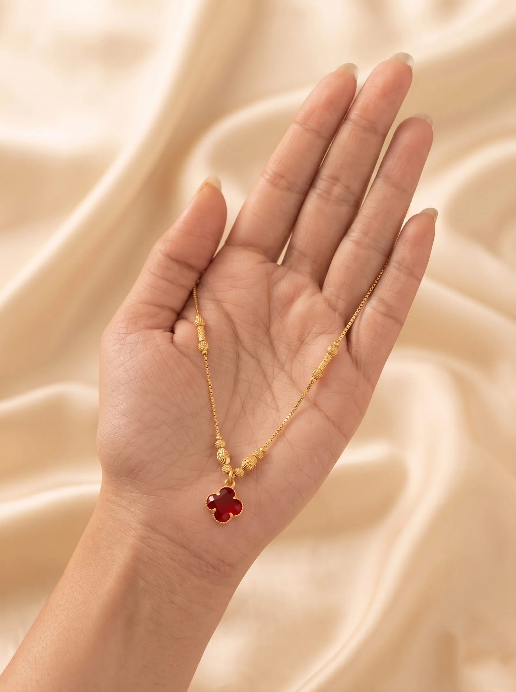 Ruby Flower Gold Necklace - Image 3