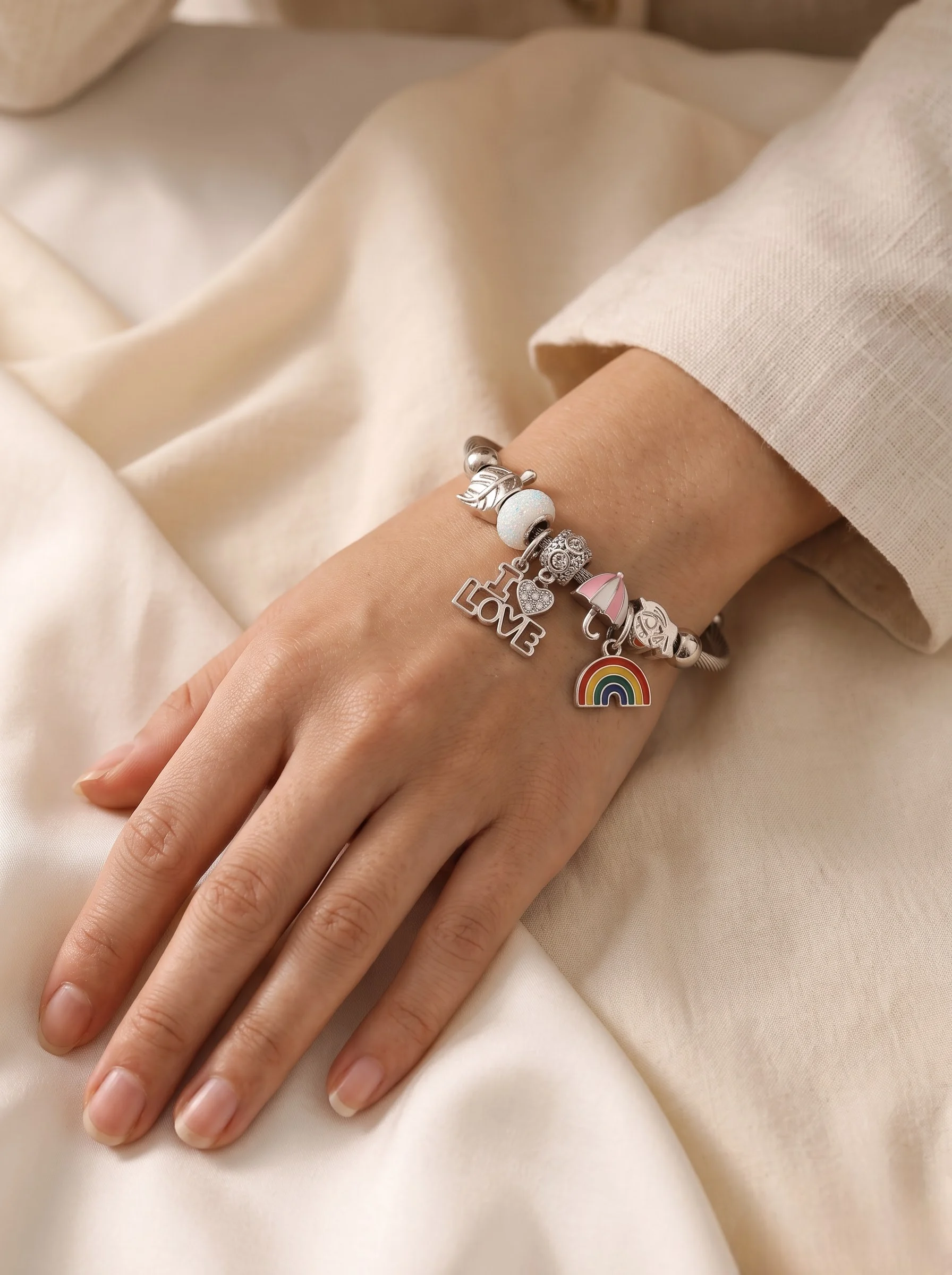 Premium Silver Plated Charm Bracelet - Image 3