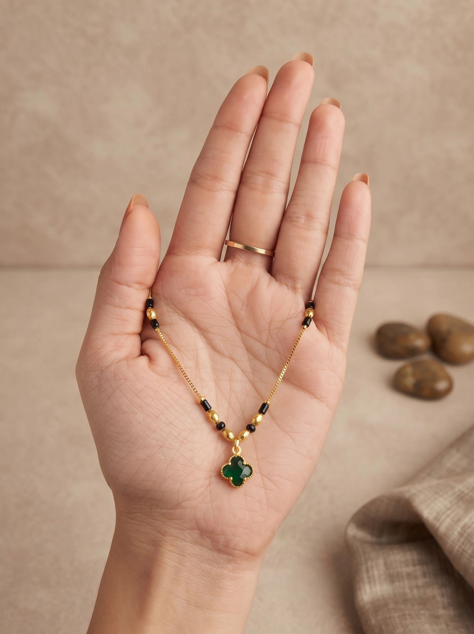 Emerald Flower Charm Necklace - Image 4