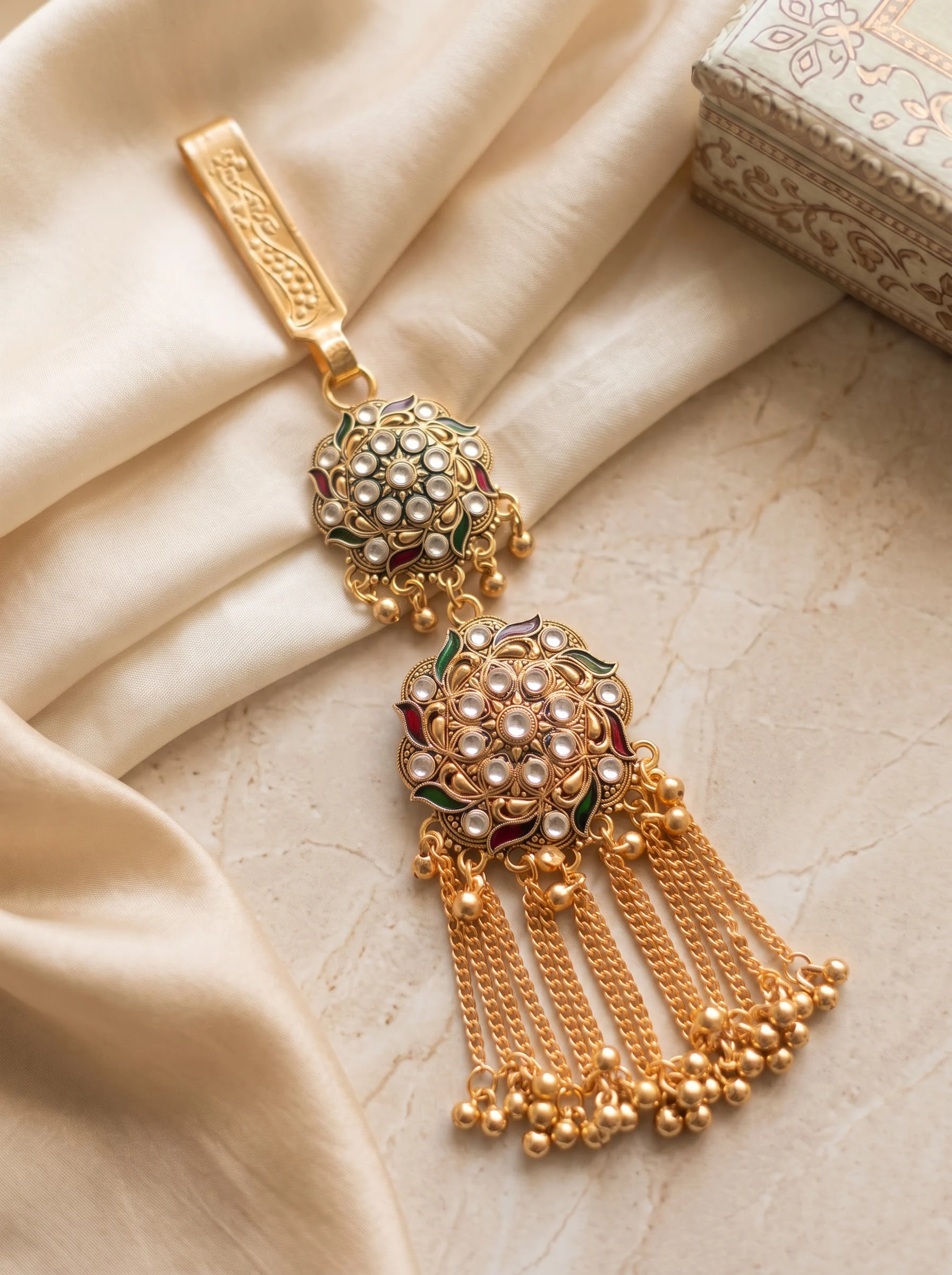 Gold Tone Traditional Floral Juda