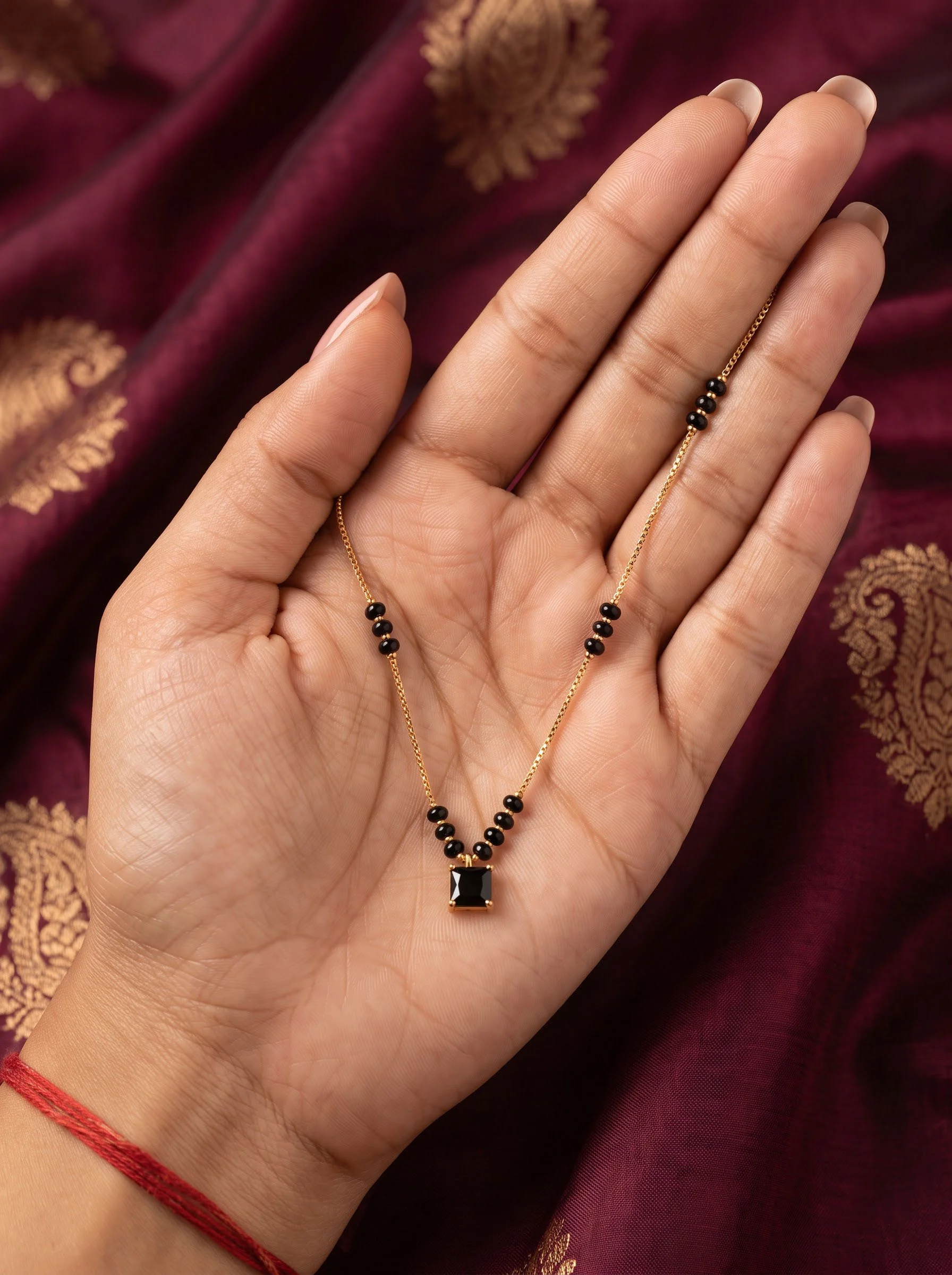 Black Square Gold Necklace - Image 3