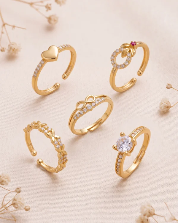 Gold Tone Chic Ring Combo