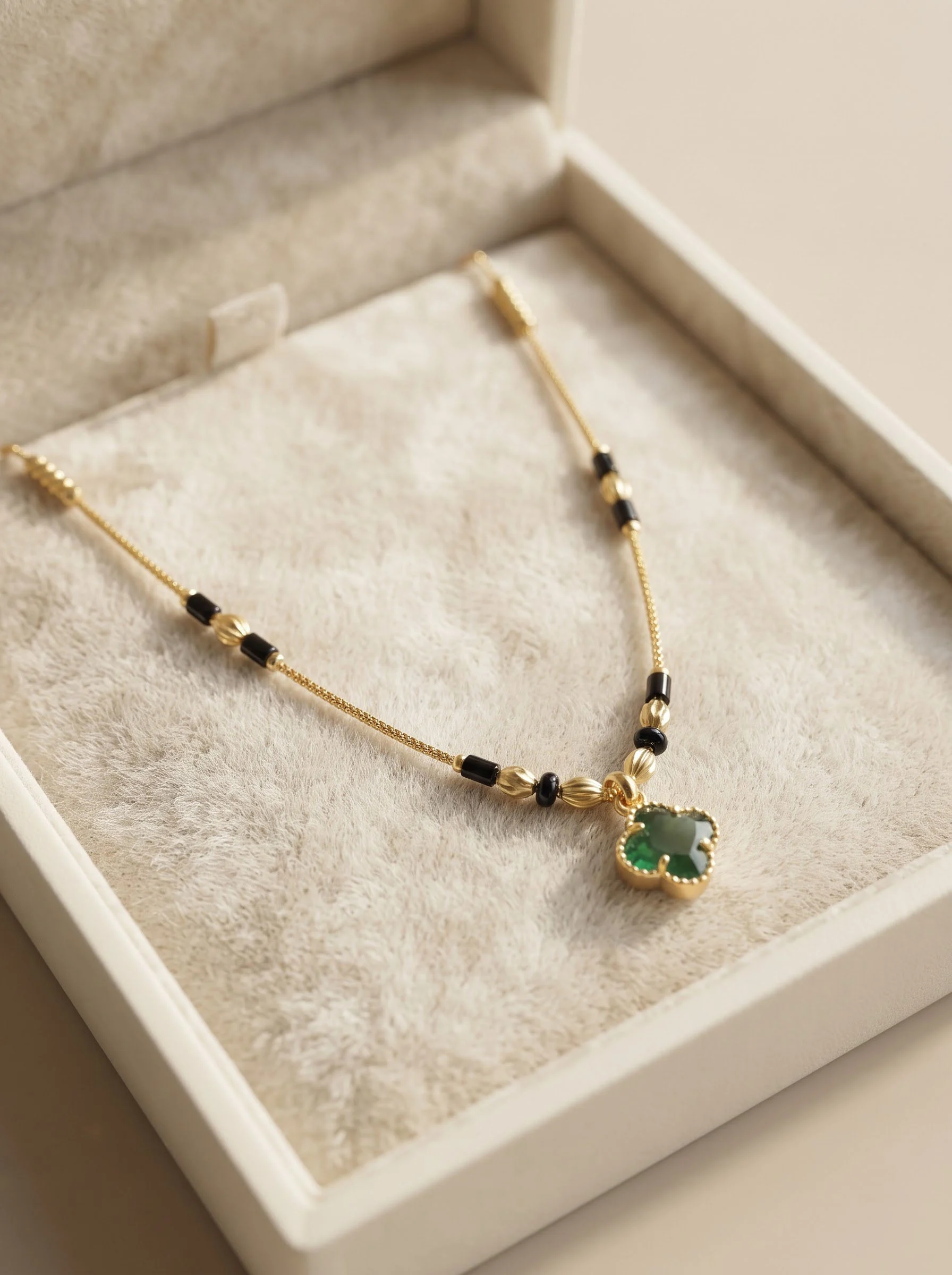 Emerald Flower Charm Necklace - Image 5