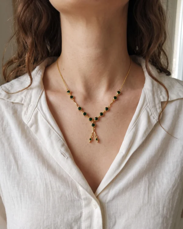 Vintage Green Crystal Necklace