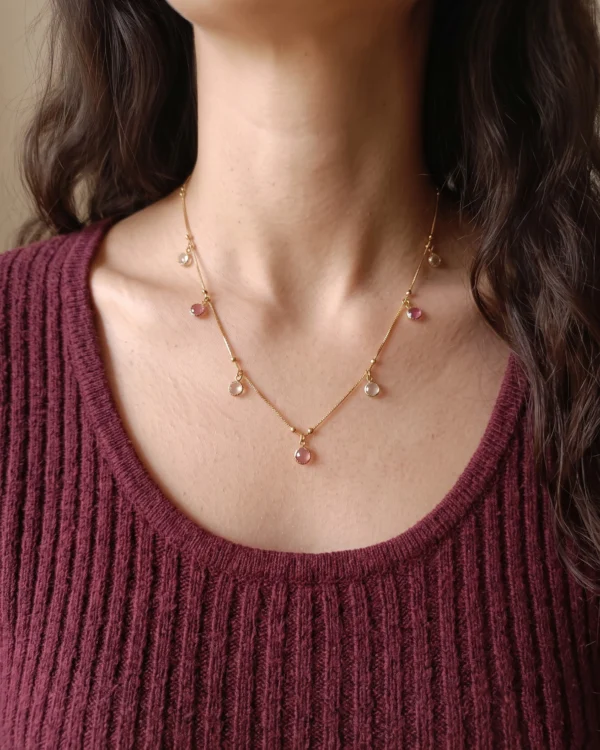 Multi Crystal Gold Necklace