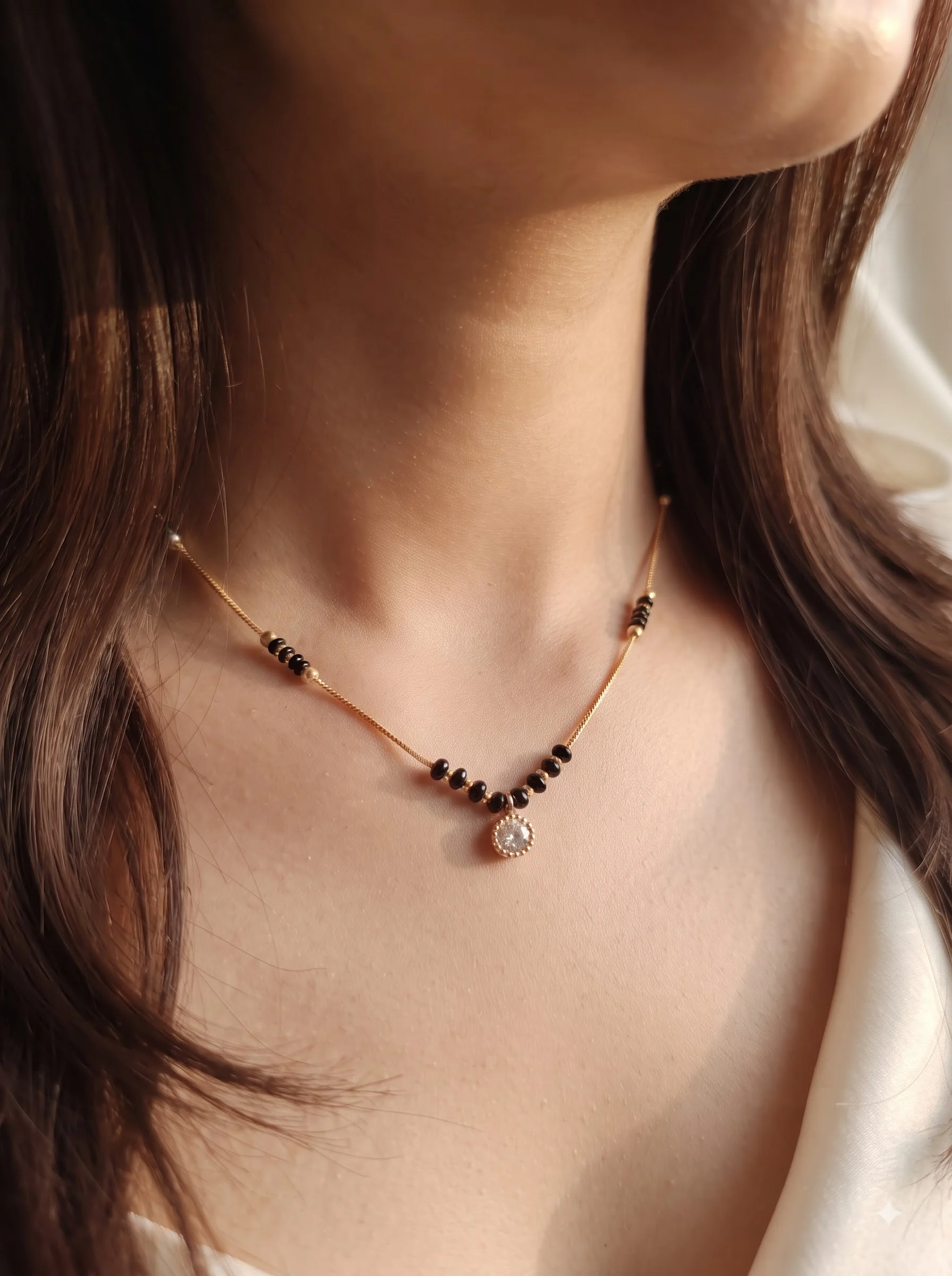 Round Stone Black Necklace