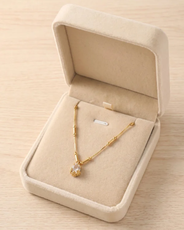 White Crystal Gold Necklace