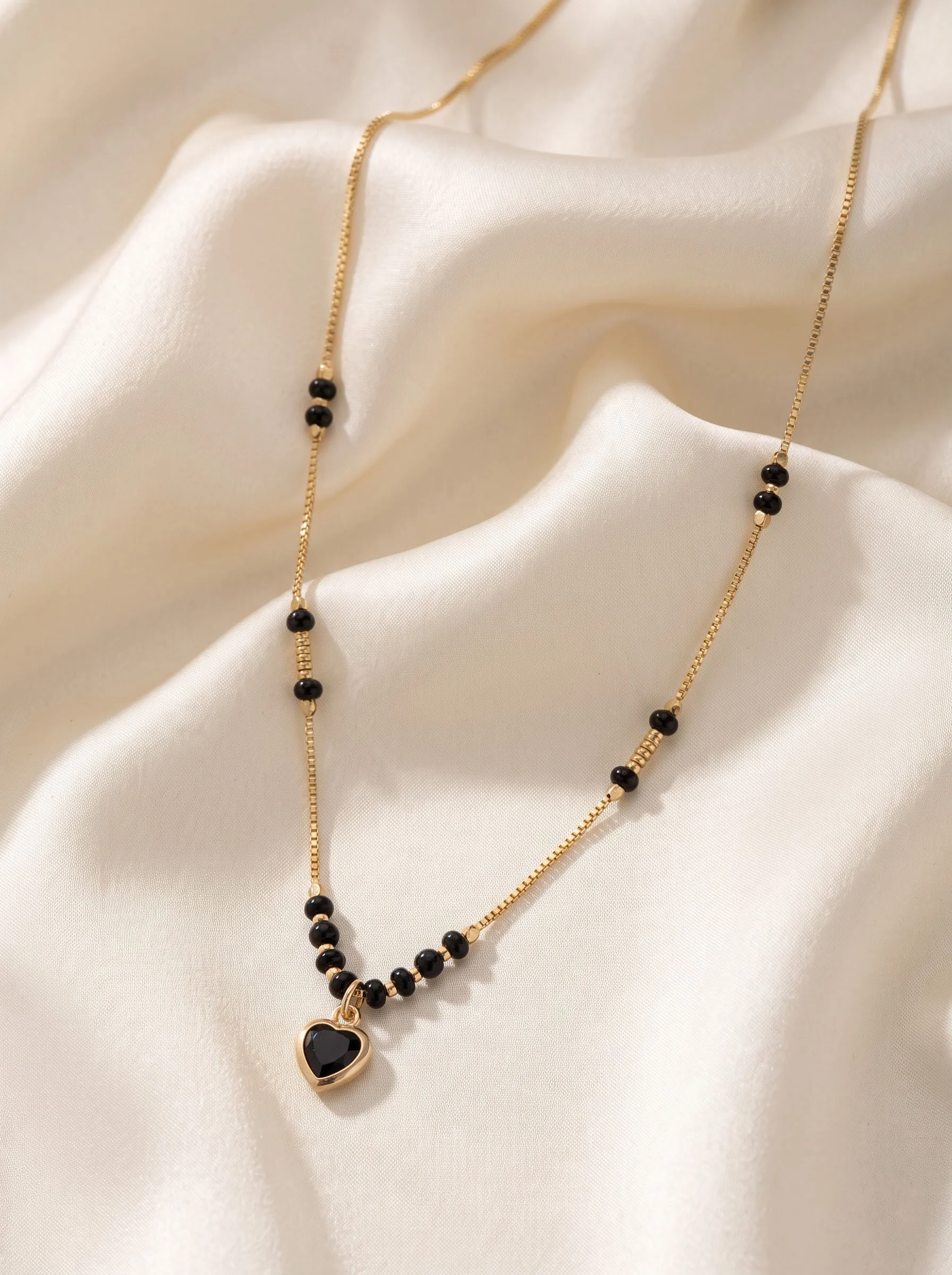 Black Stone Heart Necklace - Image 2