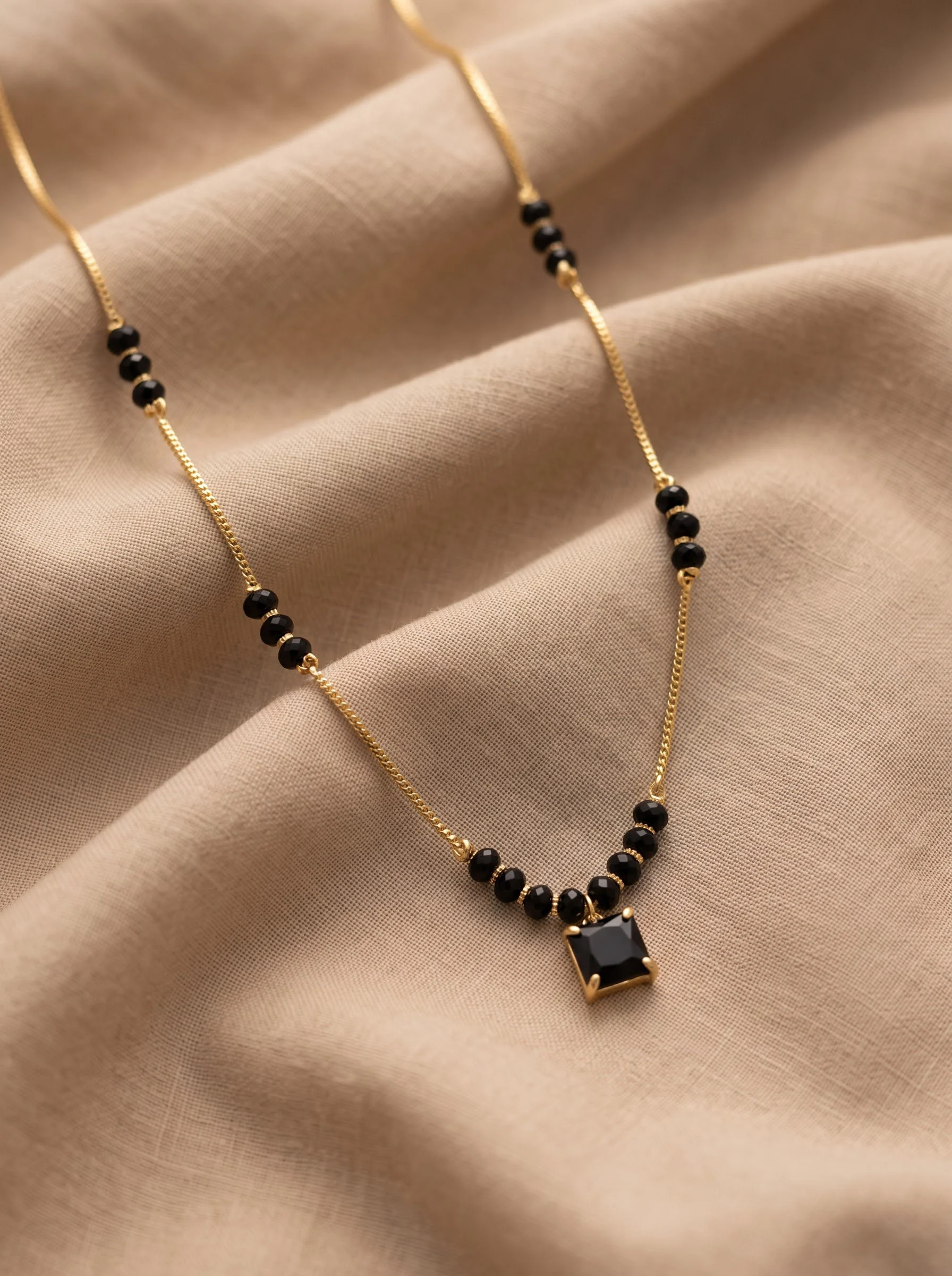 Black Square Gold Necklace - Image 4