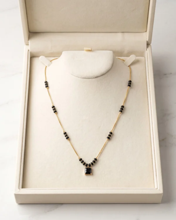 Black Square Gold Necklace