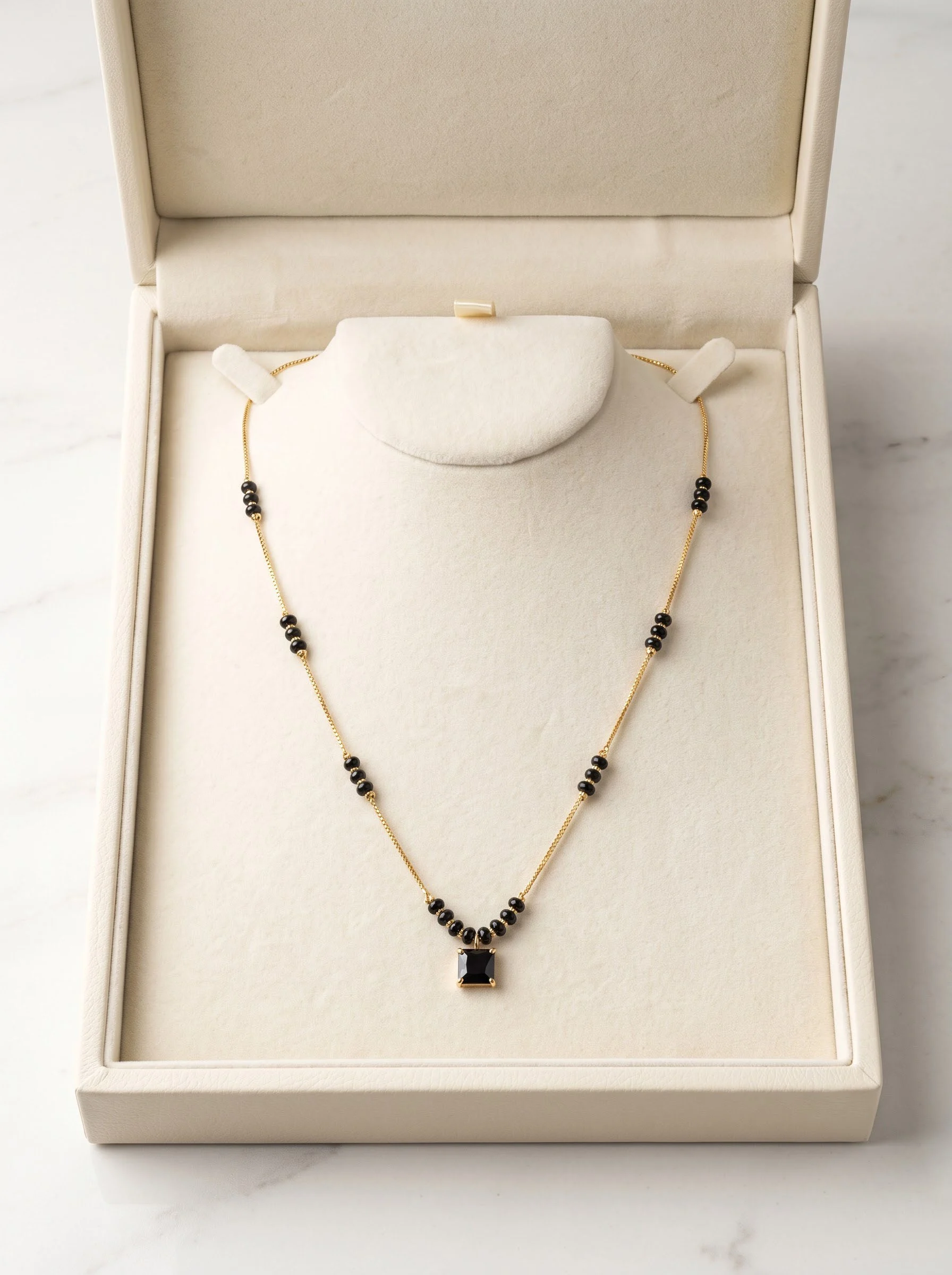 Black Square Gold Necklace