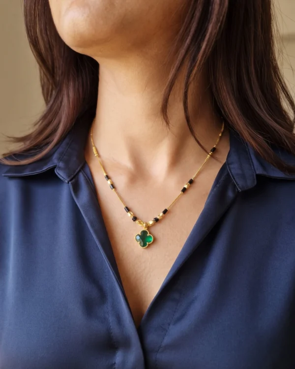 Emerald Flower Charm Necklace