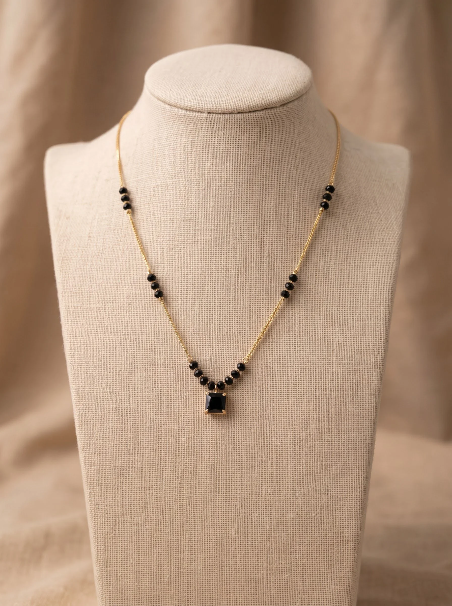 Black Square Gold Necklace - Image 5