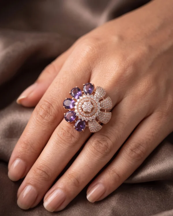 American Diamond Floral Cocktail Ring
