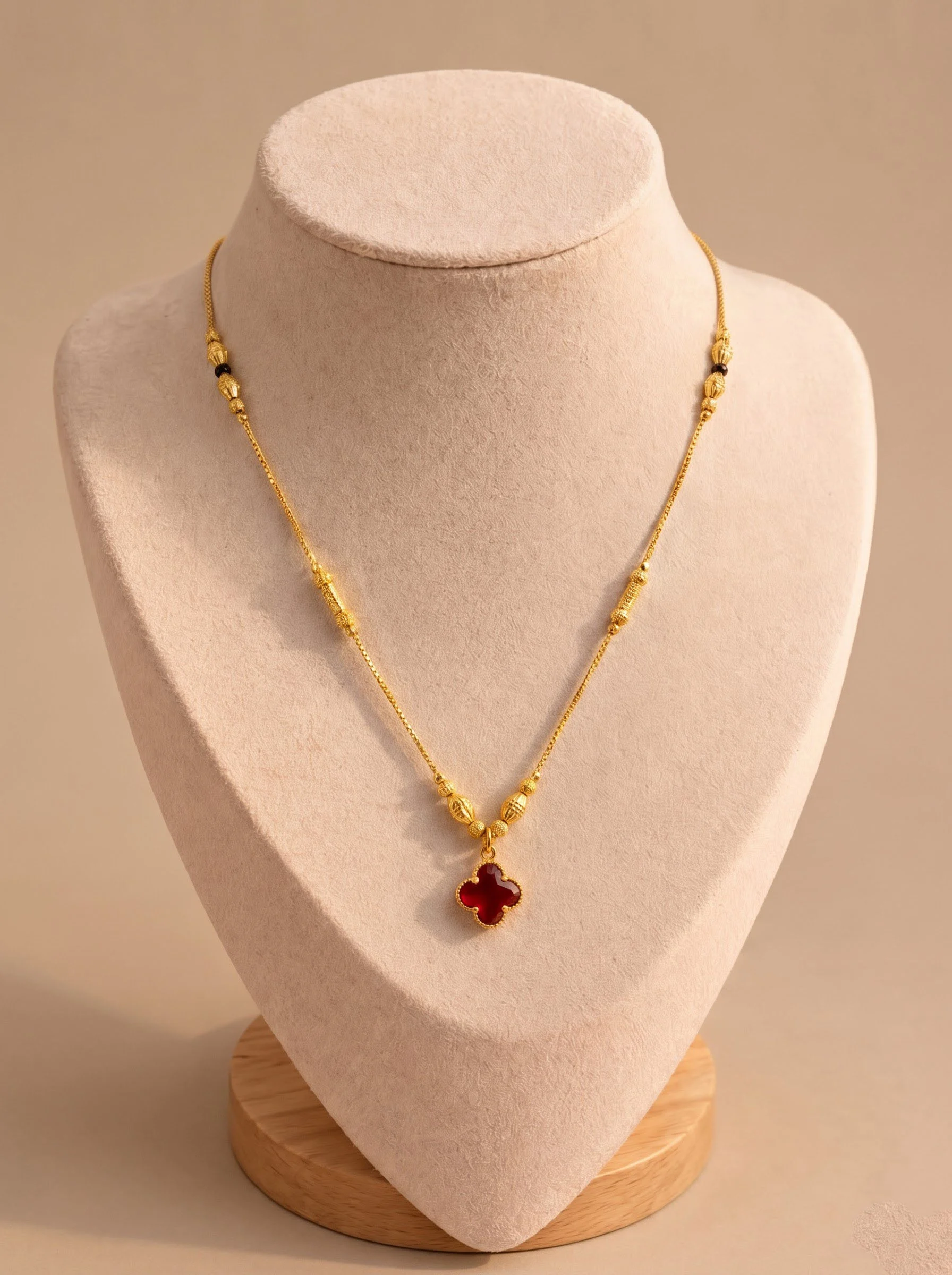Ruby Flower Gold Necklace - Image 4