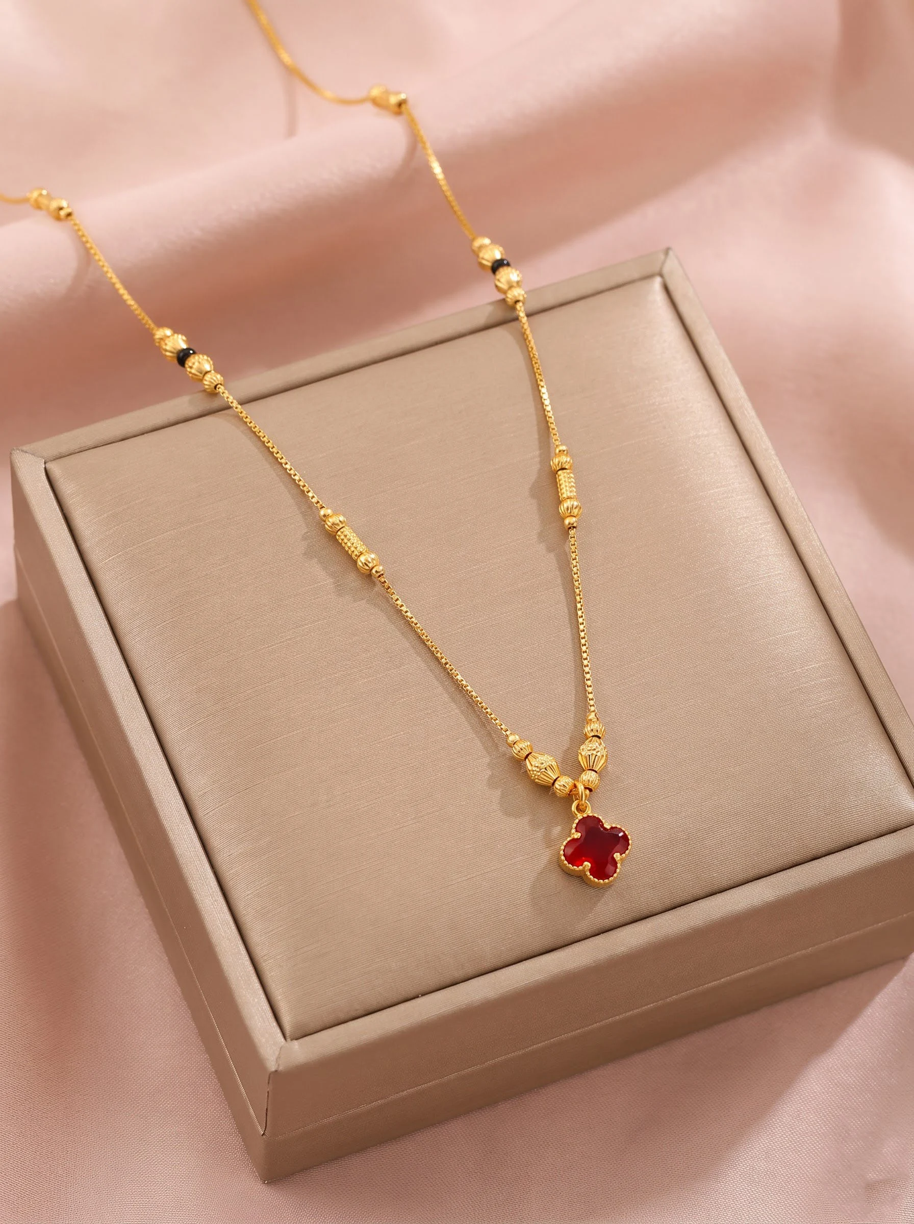 Ruby Flower Gold Necklace - Image 5