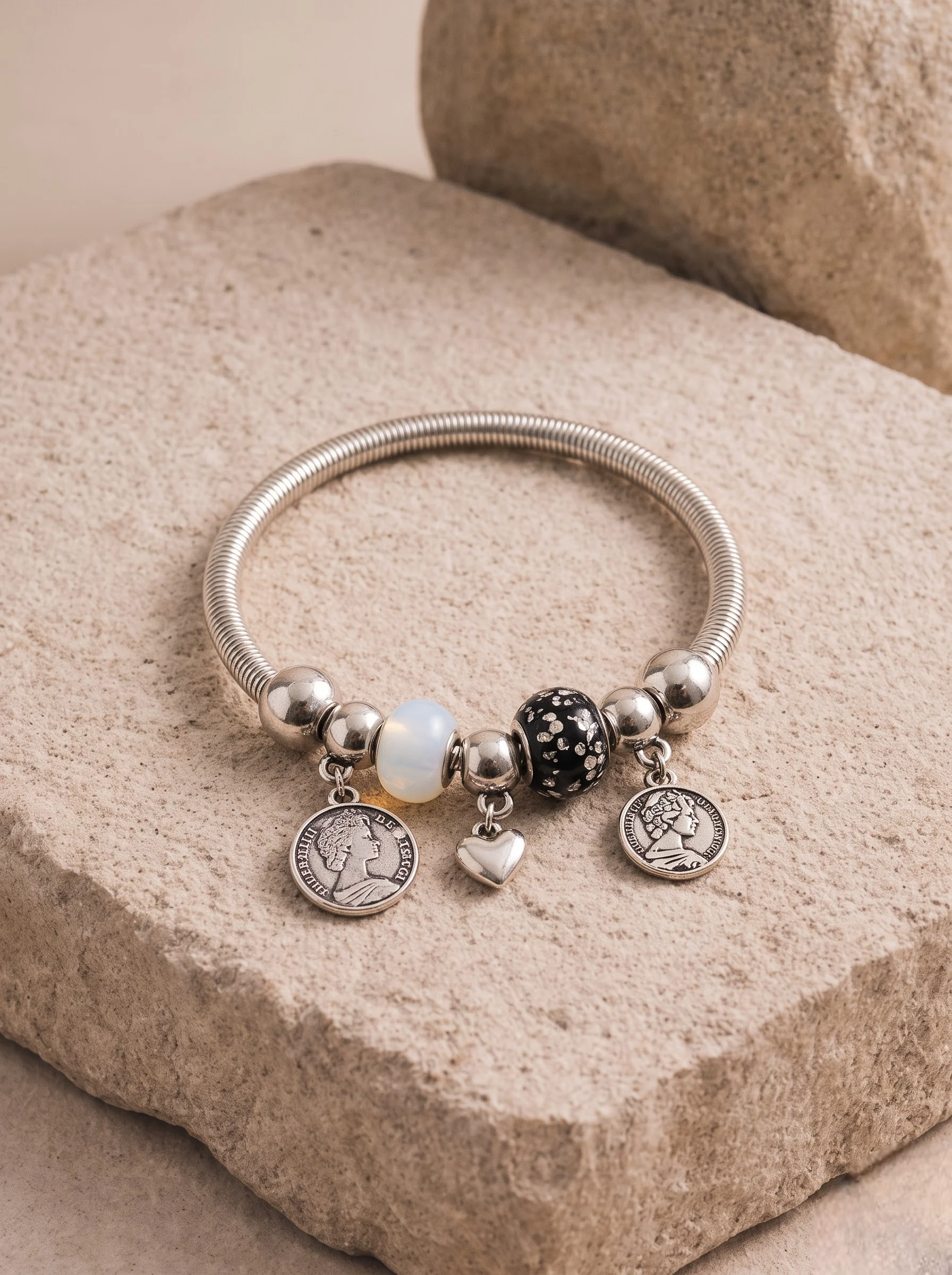 Vintage Silver Plated Charm Bracelet