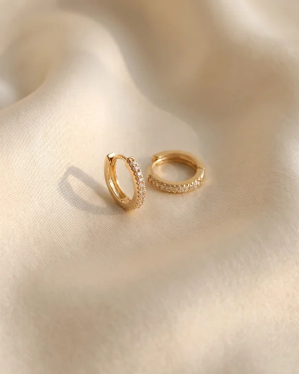 Golden White Stone Hoop Earrings