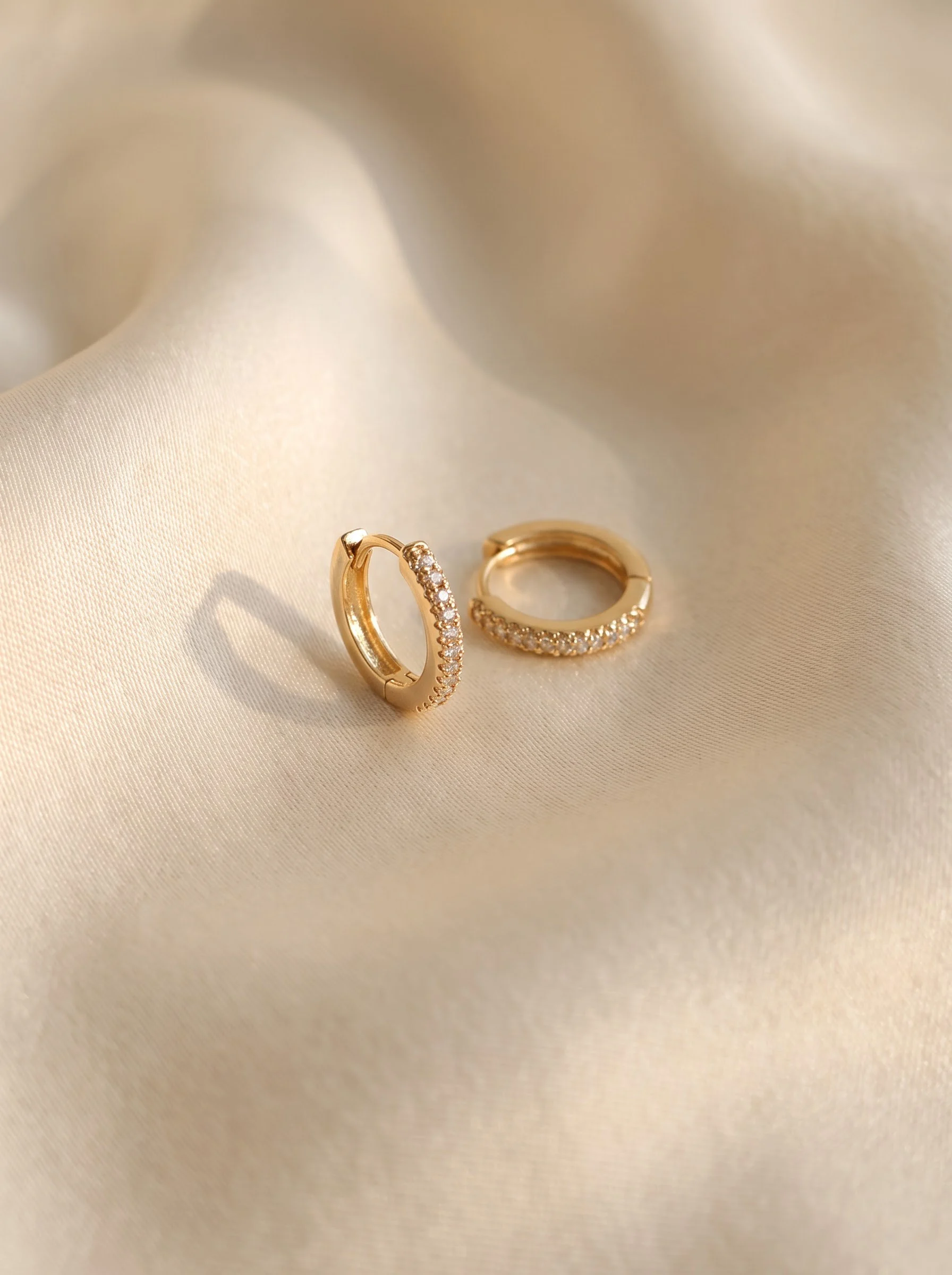Golden White Stone Hoop Earrings
