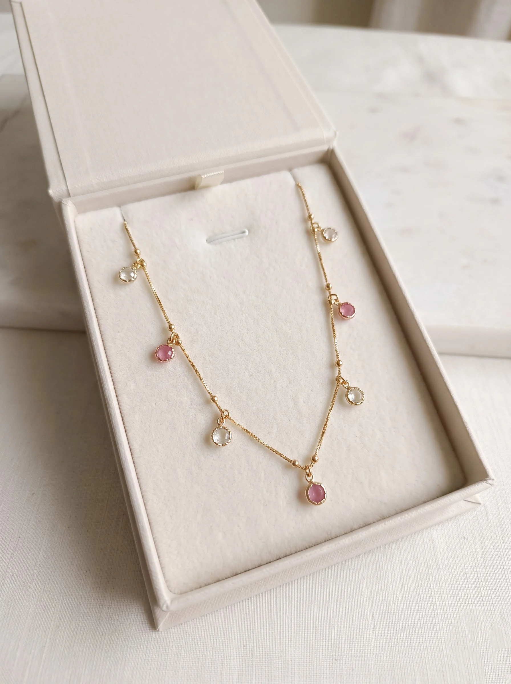 Multi Crystal Gold Necklace - Image 5