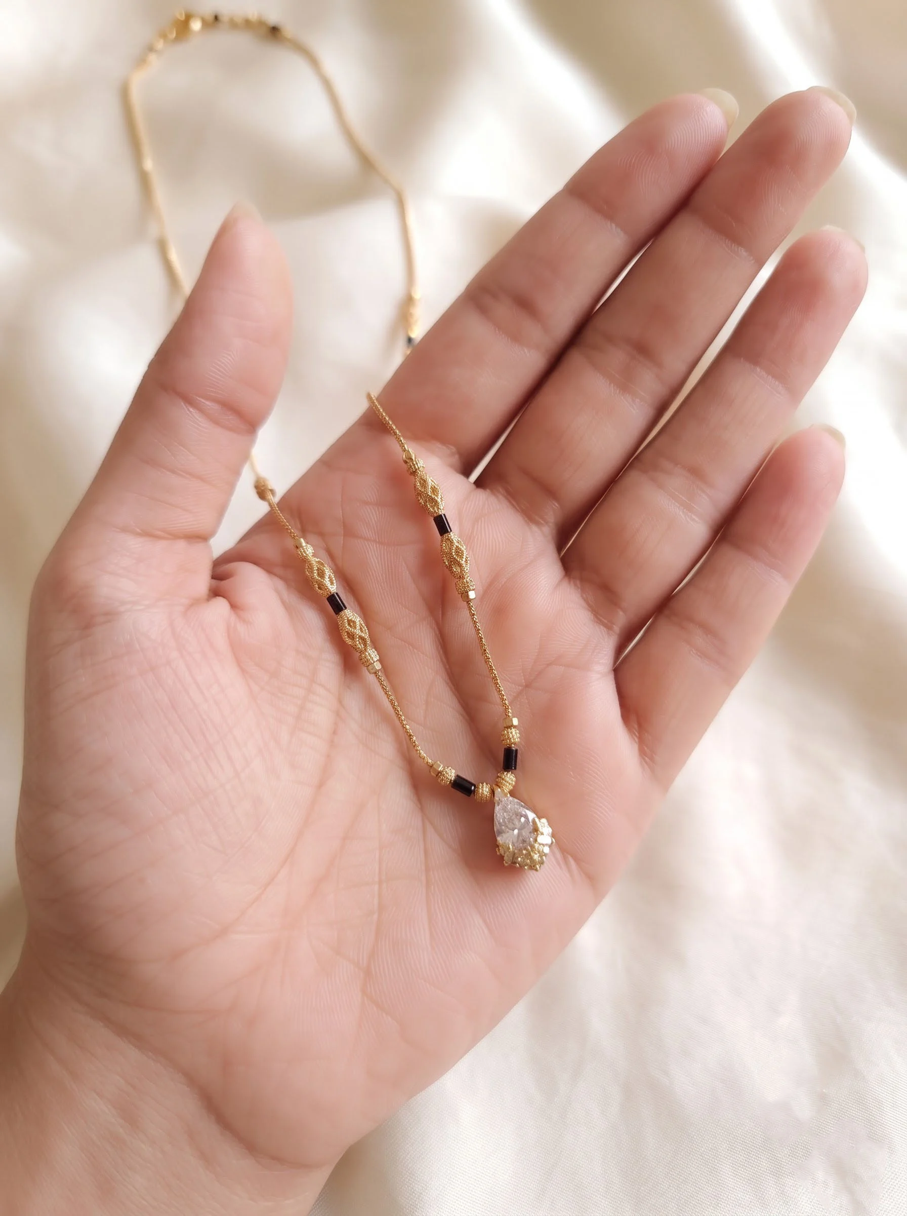 Gold Crystal Teardrop Necklace - Image 4