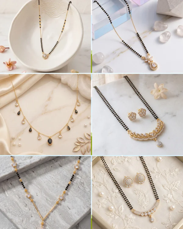 Gold Tone Floral and Drop Mangalsutra Set