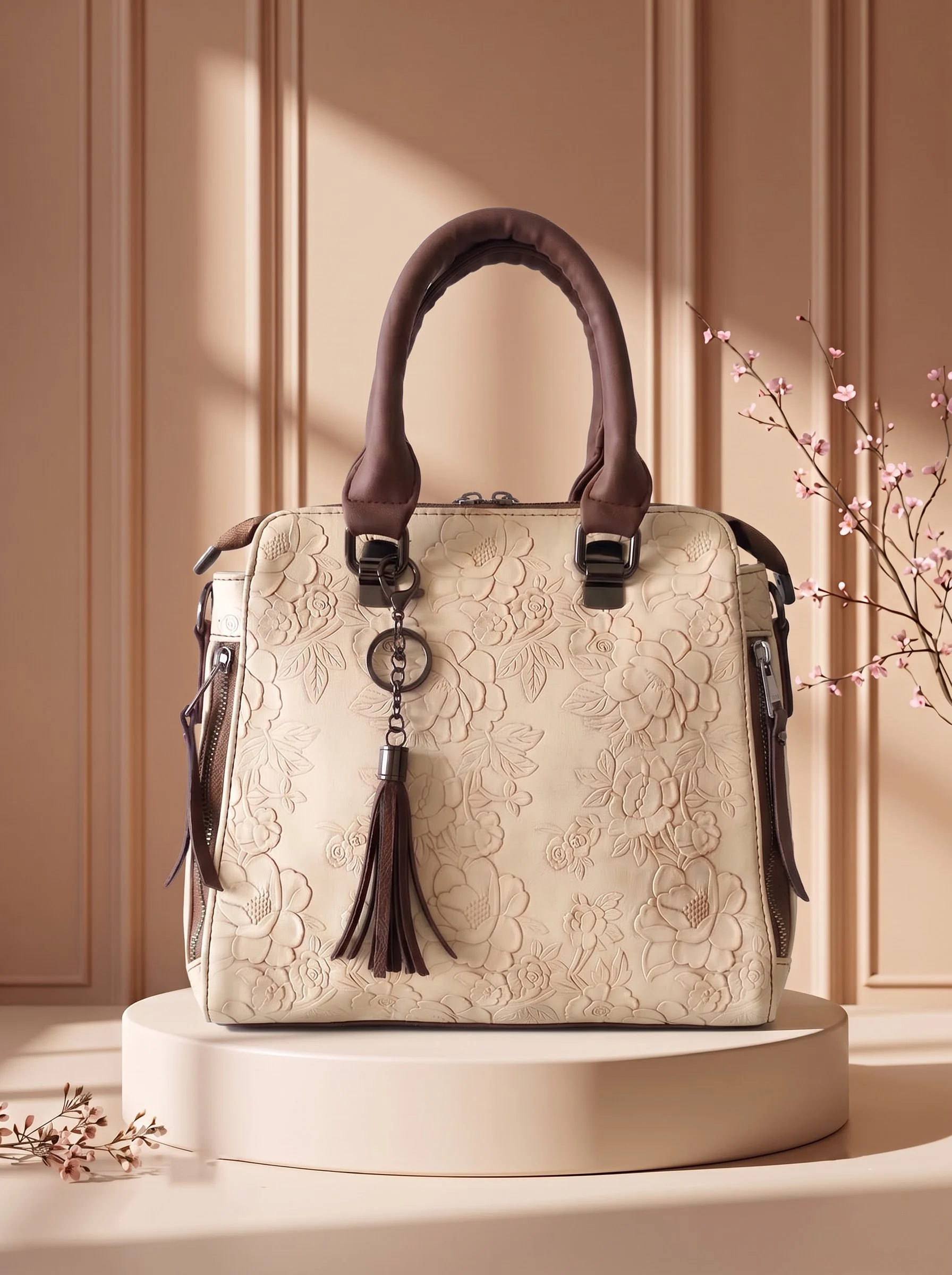 Floral Embossed Handbag - Image 3