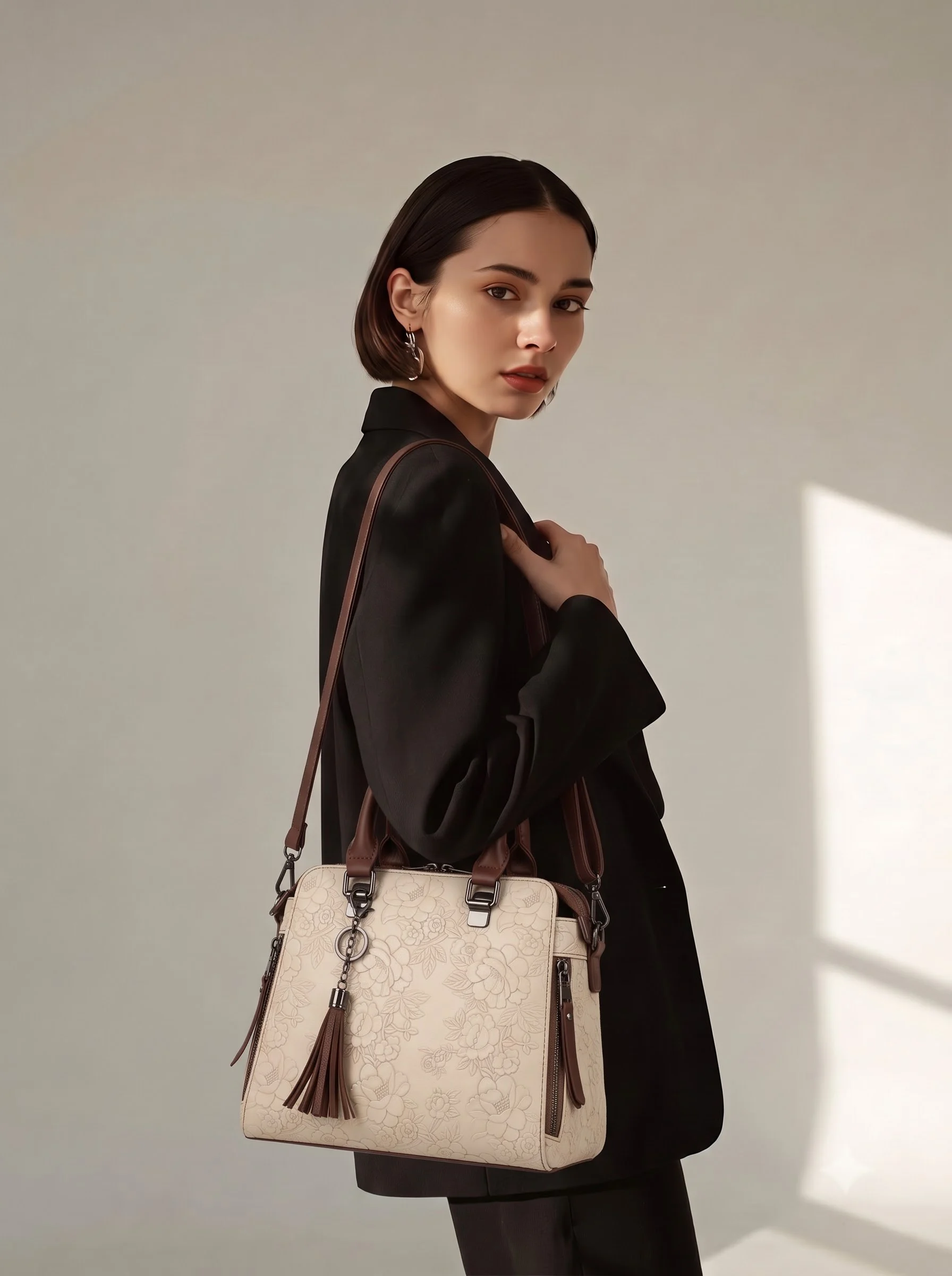 Floral Embossed Handbag - Image 5