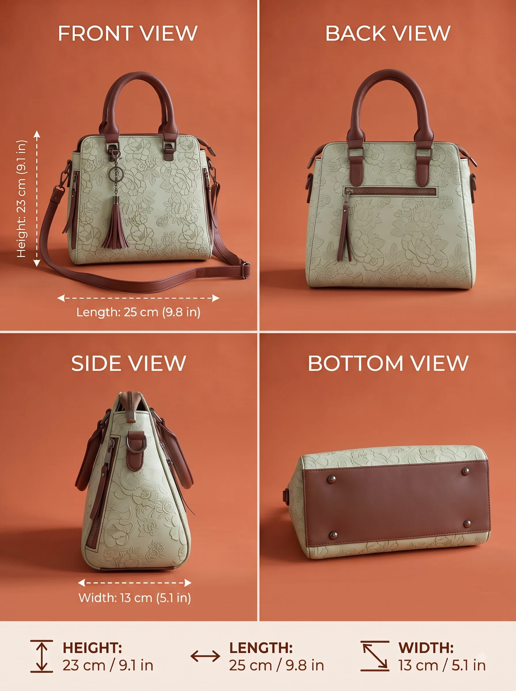 Mint Green Floral Handbag - Image 4