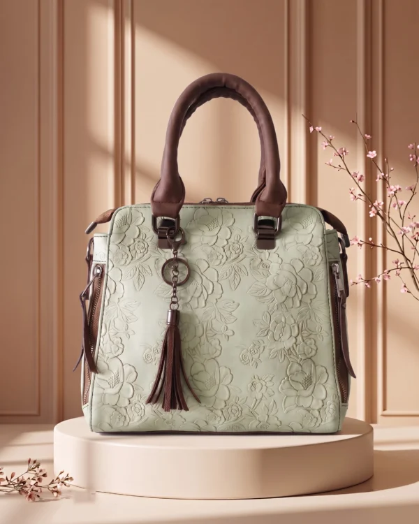 Mint Green Floral Handbag