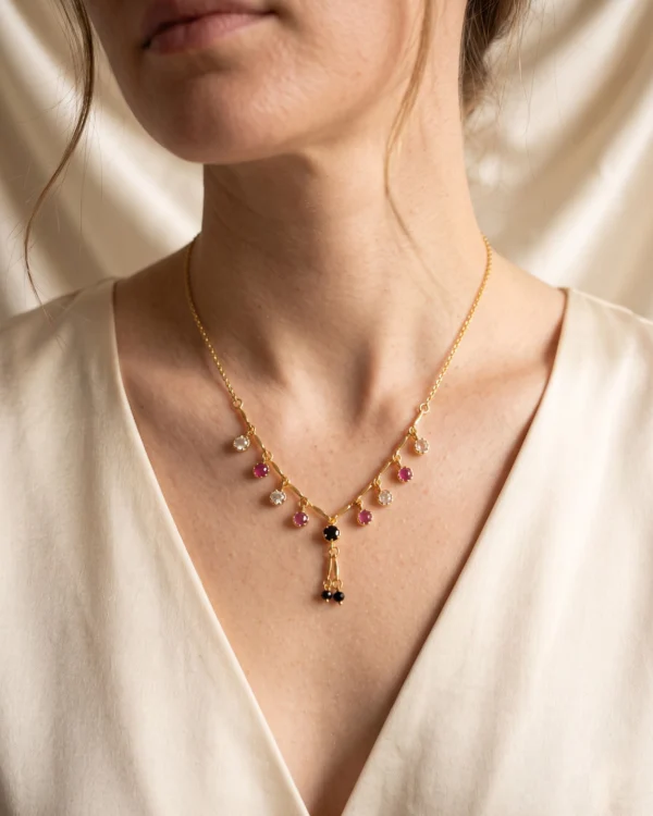 Ruby Crystal Drop Necklace