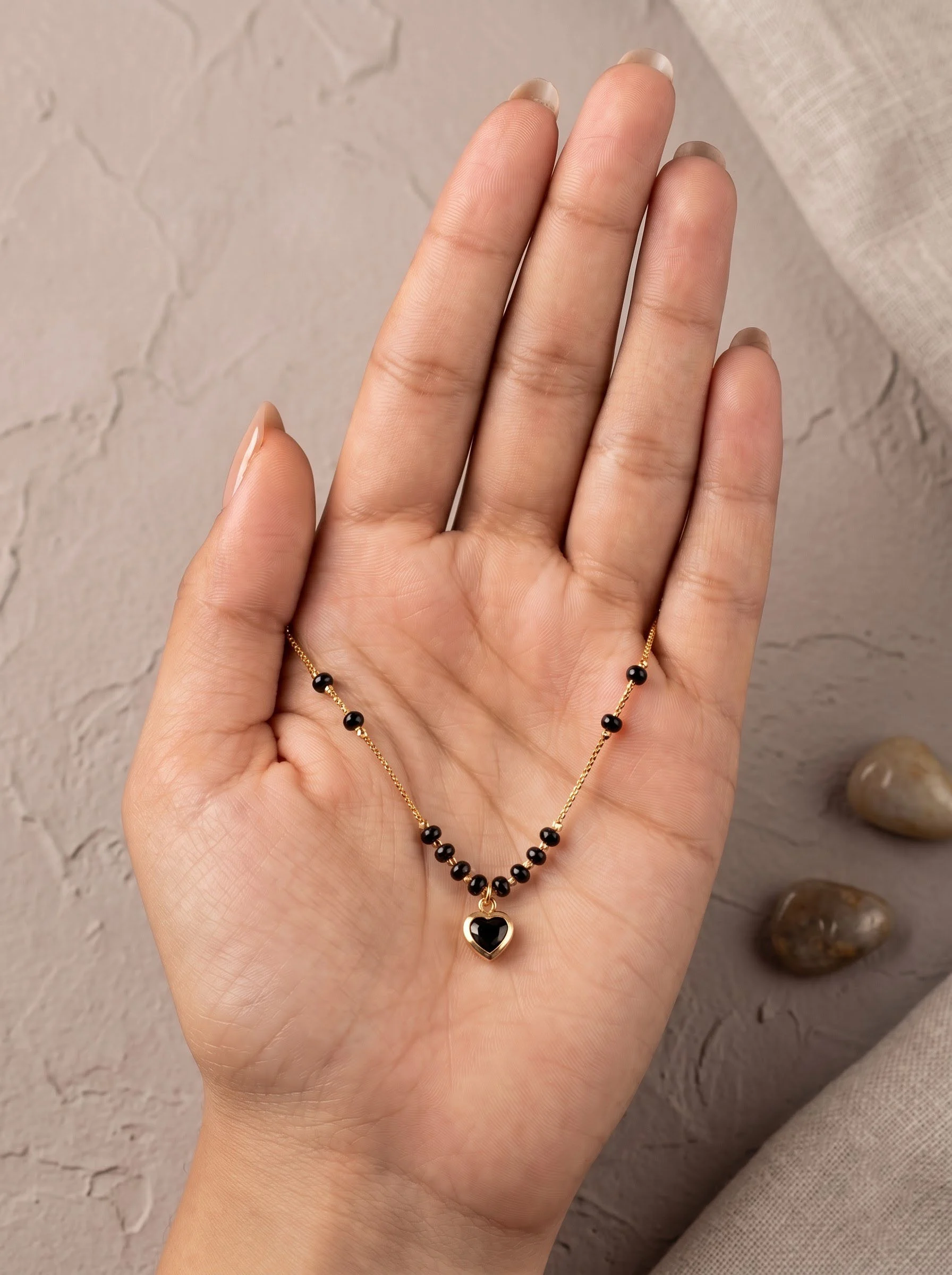 Black Stone Heart Necklace - Image 3
