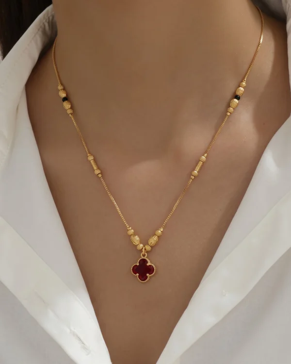 Ruby Flower Gold Necklace