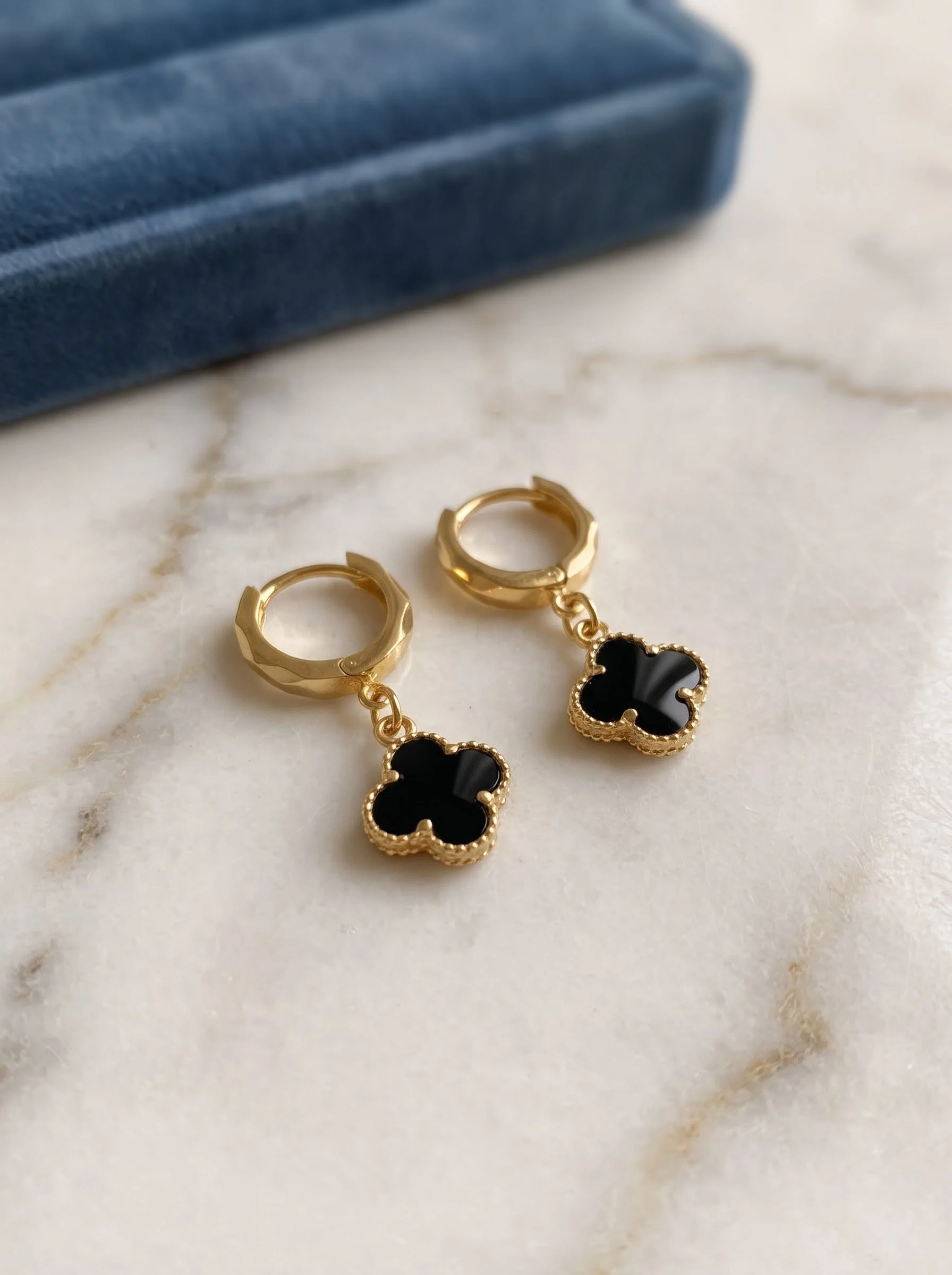 Black Clover Gold Hoop Earrings - Image 2